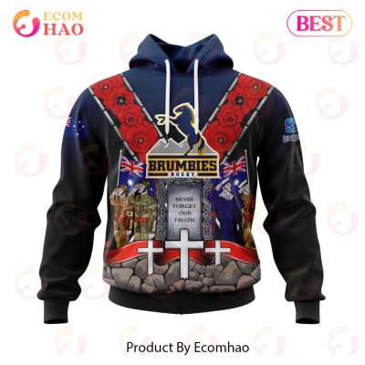 Super Rugby ACT Brumbies Specialized Anzac Jersey Concepts 3D Hoodie -soulcals