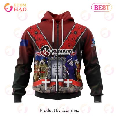 Super Rugby BNZ Crusaders Specialized Anzac Jersey Concepts 3D Hoodie -soulcals