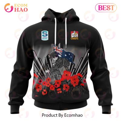 Super Rugby Gallagher Chiefs Specialized 2022 Anzac Jersey Concepts 3D Hoodie -soulcals
