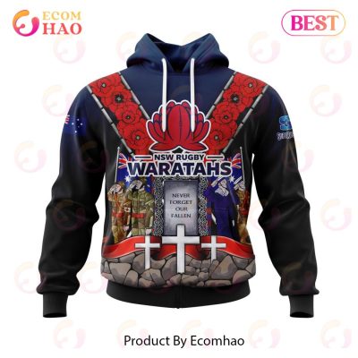 Super Rugby New South Wales Waratahs Specialized Anzac Jersey Concepts 3D Hoodie -soulcals