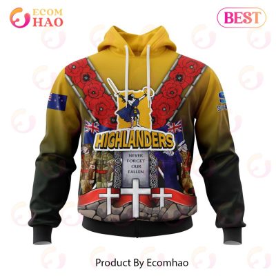 Super Rugby Speight's Highlanders Specialized Anzac Jersey Concepts 3D Hoodie -soulcals