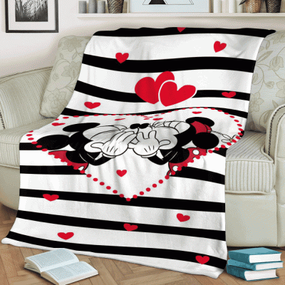Sweet Love Couple Mickey Mouse Sherpa Fleece Quilt Blanket BL2329 - Blanket Home Decor Gift