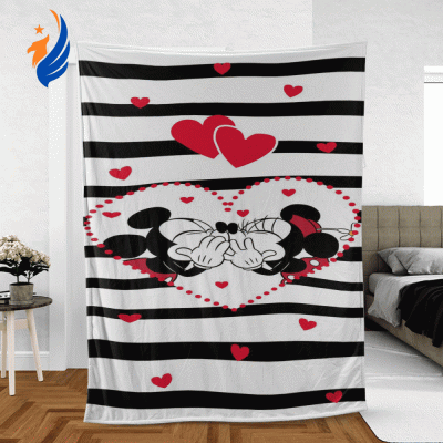 Sweet Love Couple Mickey Mouse Sherpa Fleece Quilt Blanket BL2329 - Blanket Home Decor Gift