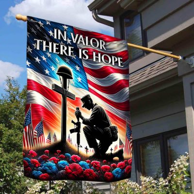 FLAGWIX Veteran Memorial Day Kneeling Solder Cross In Valor There Is Hope Flag MLN2606F - Flagwix