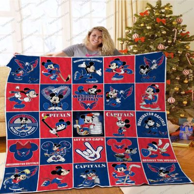 WC Washington Capitals Disney Mickey Let’s Go Caps Quilt Blanket Mickey Mouse Quilt Bedding Set - Blanket Home Decor Gift