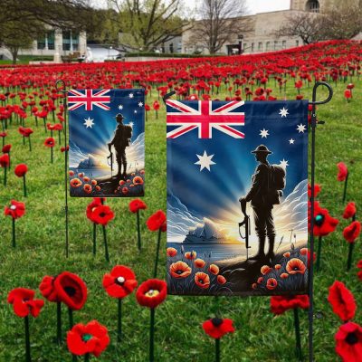 FLAGWIX Australian Veteran Anzac Day Poppy Flower Flag MLN2827F - Flagwix