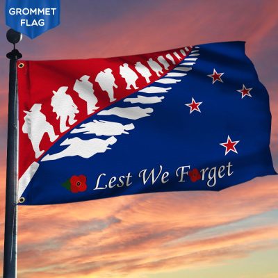 Anzac Day Grommet Flag New Zealand Lest We Forget LHA1748GF - Flagwix