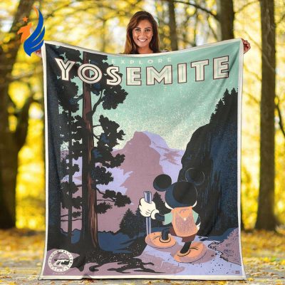 Yosemite National Park Mickey Fleece Blanket Camping - Blanket Home Decor Gift