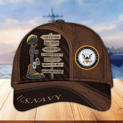 Premium Proudly Served US Veterans Cap, Gifts For US Veterans APHN171211 Navy