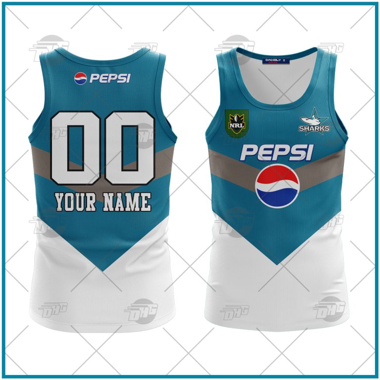 Personalize Cronulla Sutherland Sharks 1999 Retro Pepsi Tank Top - OldSchoolThings - Personalize Your Own New & Retro Sports Jerseys, Hoodies, T Shirts