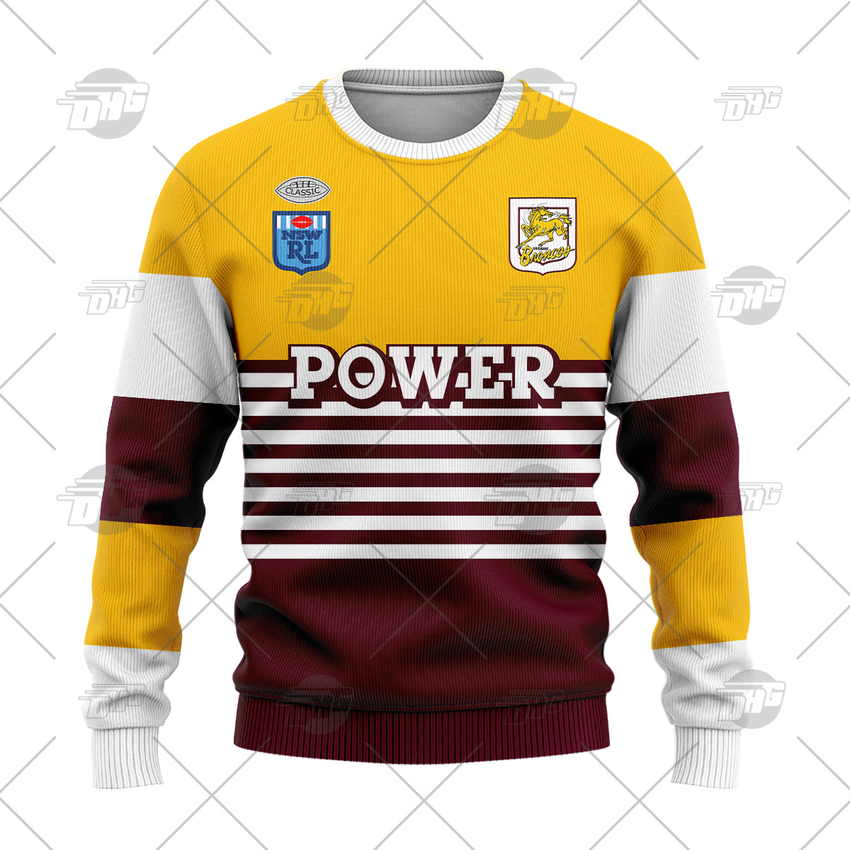 Personalized Brisbane Broncos 1988 ARL/NRL Vintage Retro Heritage Wool Ugly Sweater For Men Women - OldSchoolThings - Personalize Your Own New & Retro Sports Jerseys, Hoodies, T Shirts