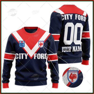 Personalize Sydney Rooster NRL 1980s Home Wool Ugly Sweater - OldSchoolThings - Personalize Your Own New & Retro Sports Jerseys, Hoodies, T Shirts