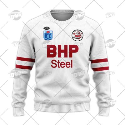 Personalized Illawarra Steelers 1987 ARL/NRL Vintage Retro White Away Wool Ugly Sweater For Men Women - OldSchoolThings - Personalize Your Own New & Retro Sports Jerseys, Hoodies, T Shirts