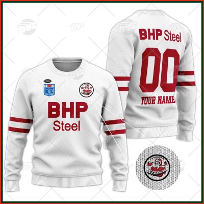 Personalized Illawarra Steelers 1987 ARL/NRL Vintage Retro White Away Wool Ugly Sweater For Men Women - OldSchoolThings - Personalize Your Own New & Retro Sports Jerseys, Hoodies, T Shirts