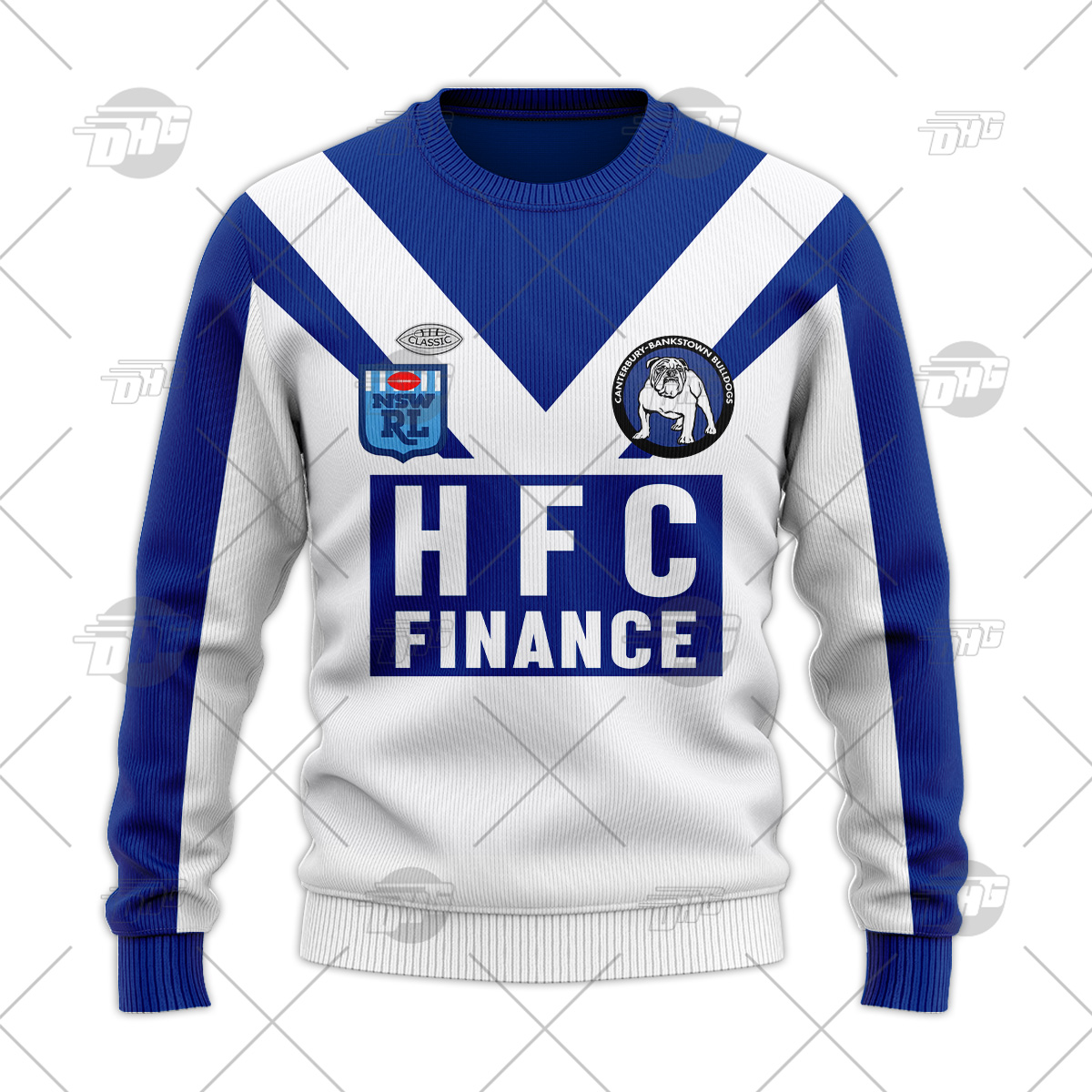 Personalized Canterbury Bankstown Bulldogs HFC 1985 ARL/NRL Vintage Retro Wool Ugly Sweater For Men Women - OldSchoolThings - Personalize Your Own New & Retro Sports Jerseys, Hoodies, T Shirts