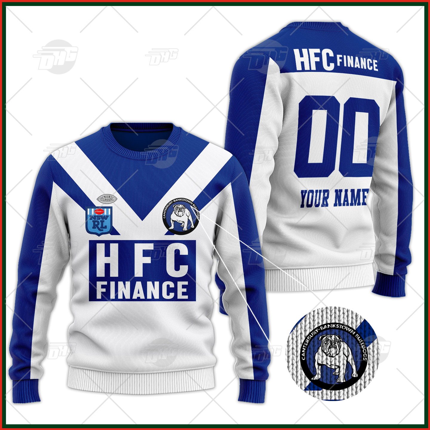 Personalized Canterbury Bankstown Bulldogs HFC 1985 ARL/NRL Vintage Retro Wool Ugly Sweater For Men Women - OldSchoolThings - Personalize Your Own New & Retro Sports Jerseys, Hoodies, T Shirts