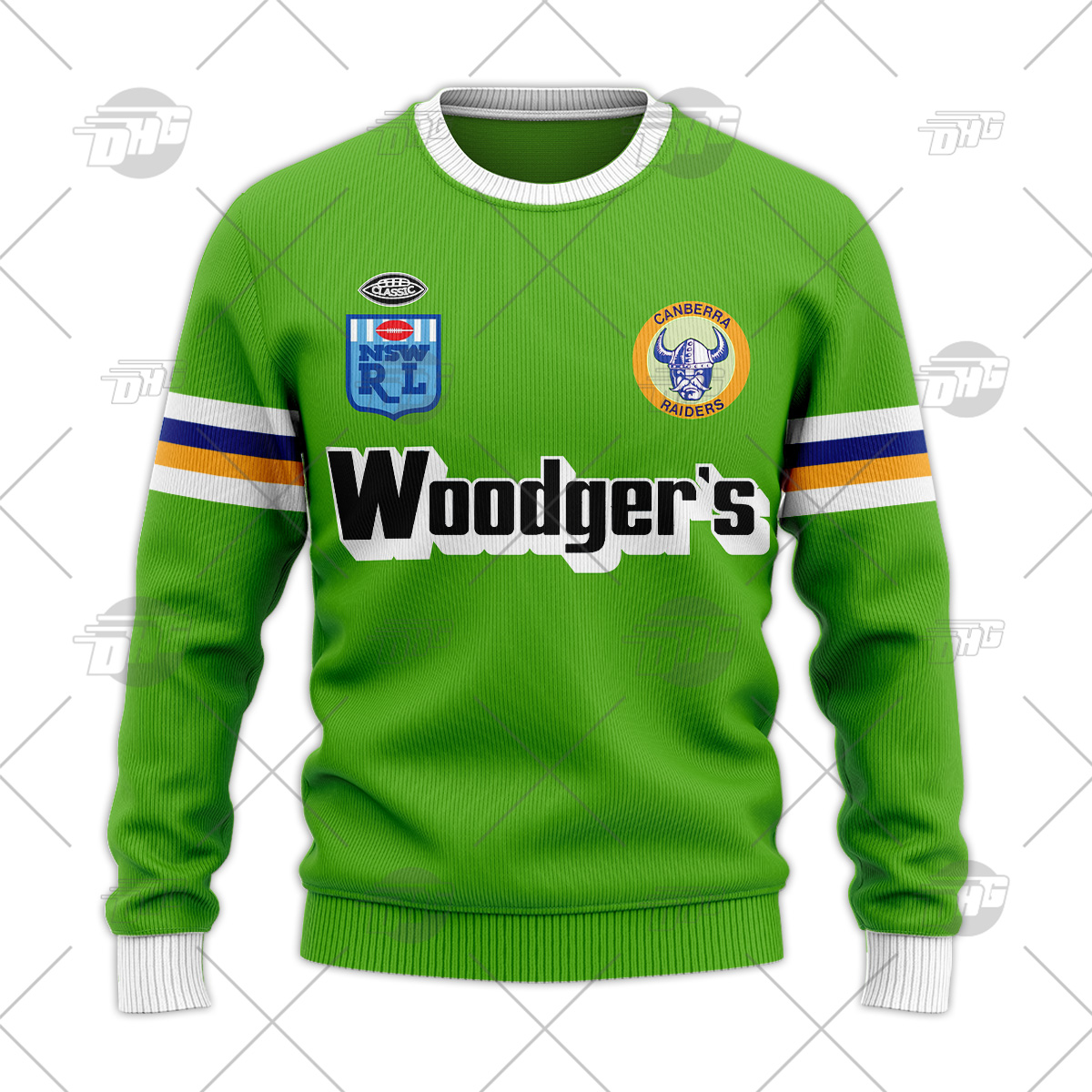 Personalized Canberra Raiders 1989 Woodgers ARL/NRL Vintage Retro Heritage Wool Ugly Sweater For Men Women - OldSchoolThings - Personalize Your Own New & Retro Sports Jerseys, Hoodies, T Shirts