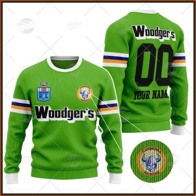 Personalized Canberra Raiders 1989 Woodgers ARL/NRL Vintage Retro Heritage Wool Ugly Sweater For Men Women - OldSchoolThings - Personalize Your Own New & Retro Sports Jerseys, Hoodies, T Shirts