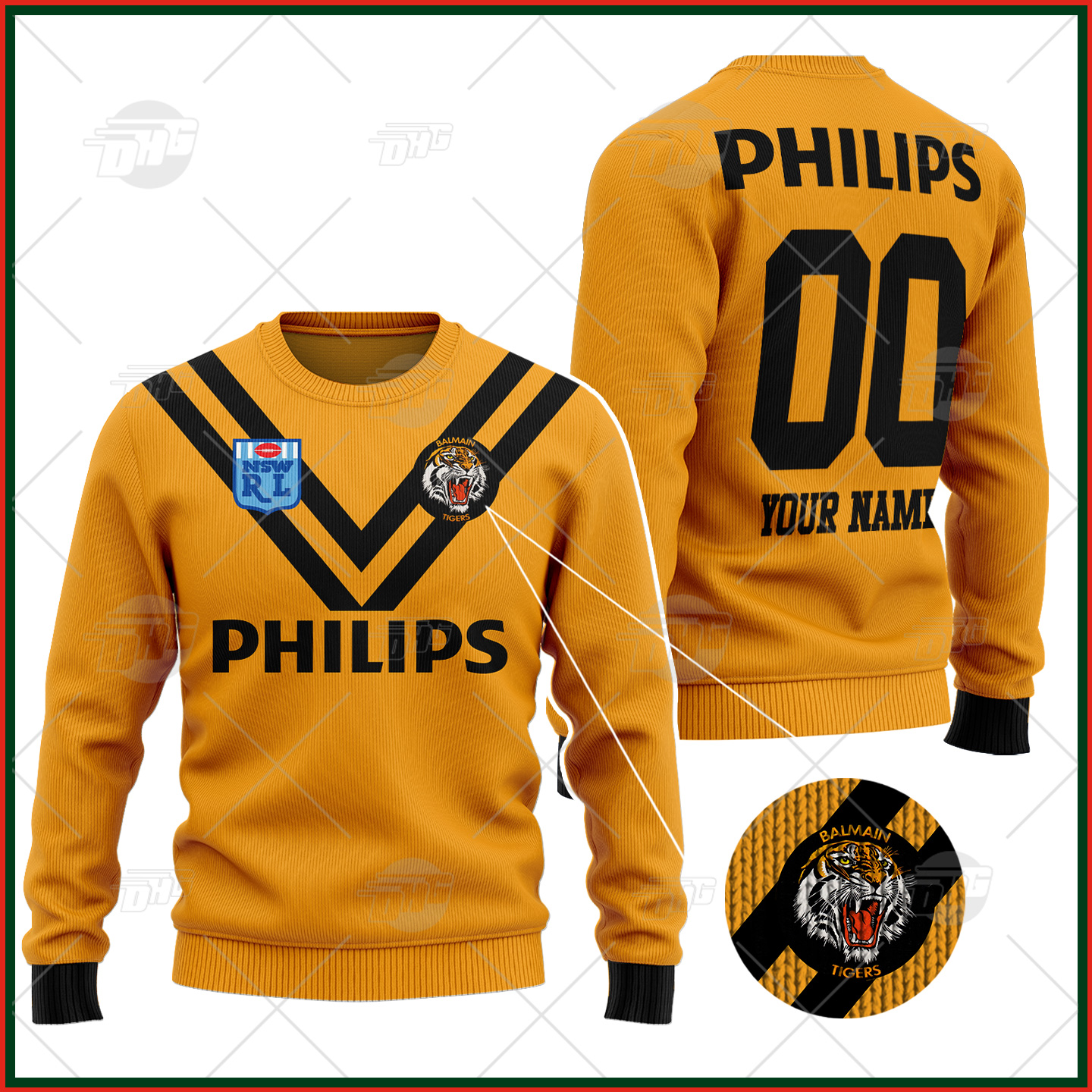 Personalized Balmain Tigers 1989 ARL/NRL Vintage Retro Heritage Wool Ugly Sweater For Men Women - OldSchoolThings - Personalize Your Own New & Retro Sports Jerseys, Hoodies, T Shirts