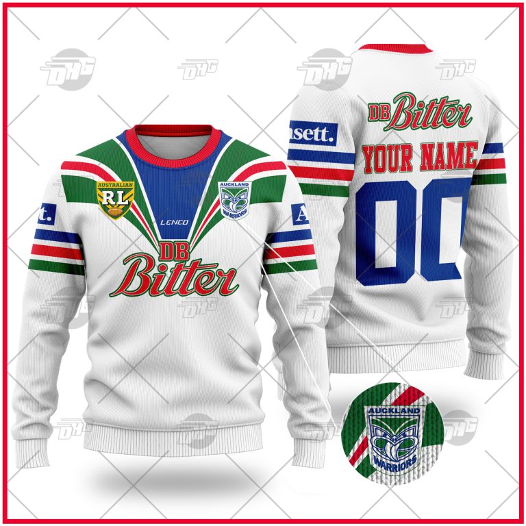 Personalized 1995 Auckland New Zealand Warriors Rugby League Away Wool Ugly Sweater For Men Women - OldSchoolThings - Personalize Your Own New & Retro Sports Jerseys, Hoodies, T Shirts