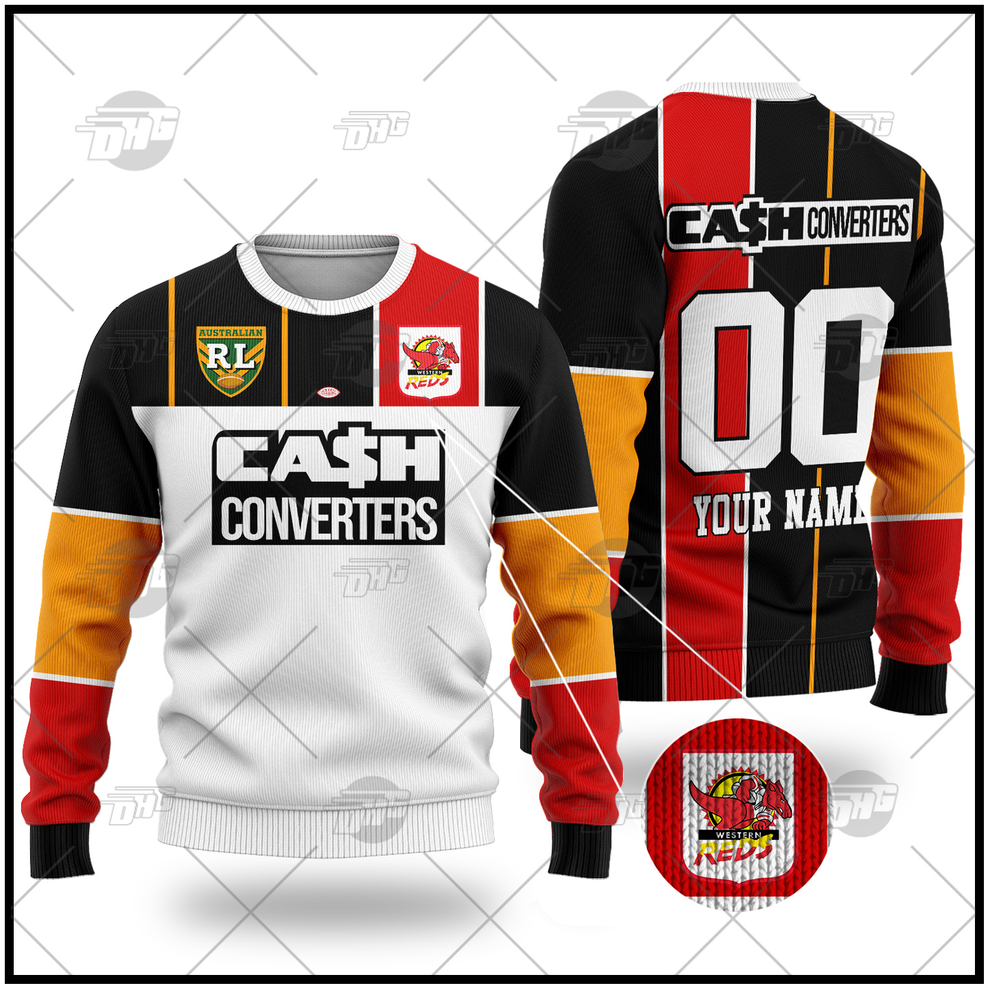 Personalized Western Reds Rugby League Wool Ugly Sweater For Men Women - OldSchoolThings - Personalize Your Own New & Retro Sports Jerseys, Hoodies, T Shirts