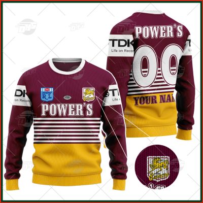 Personalize BRISBANE BRONCOS NRL 1992 RETRO Wool Ugly Sweater - OldSchoolThings - Personalize Your Own New & Retro Sports Jerseys, Hoodies, T Shirts
