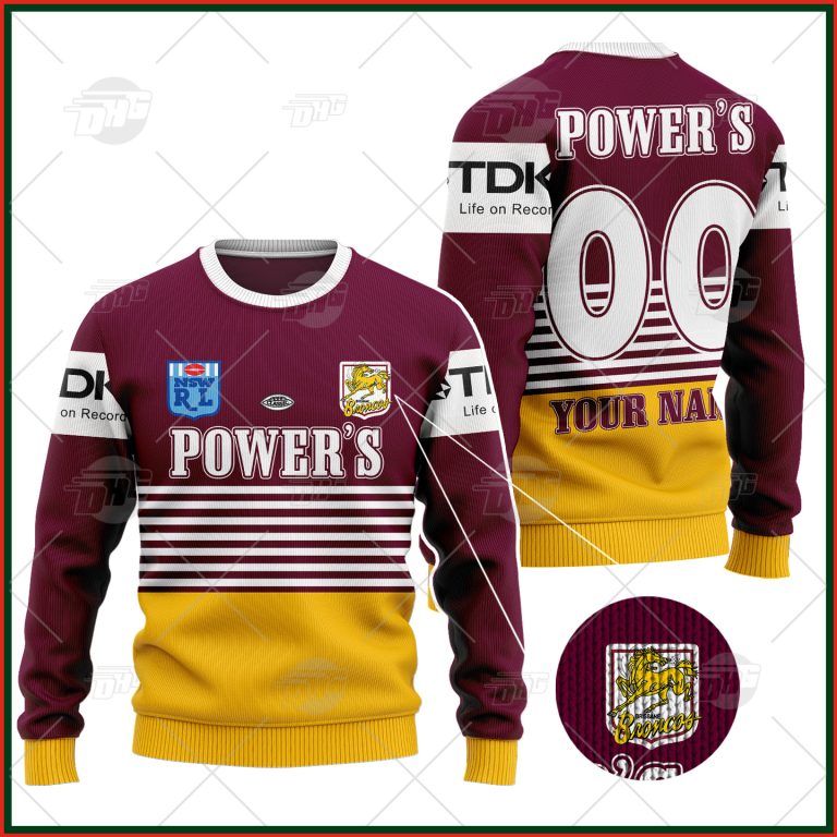 Personalize BRISBANE BRONCOS NRL 1992 RETRO Wool Ugly Sweater - OldSchoolThings - Personalize Your Own New & Retro Sports Jerseys, Hoodies, T Shirts