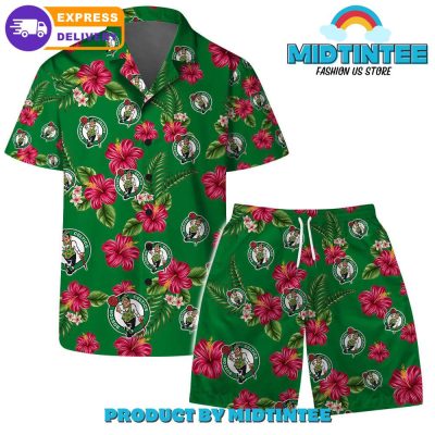 Boston Celtics Team Hawaiian Set Floral Pattern
