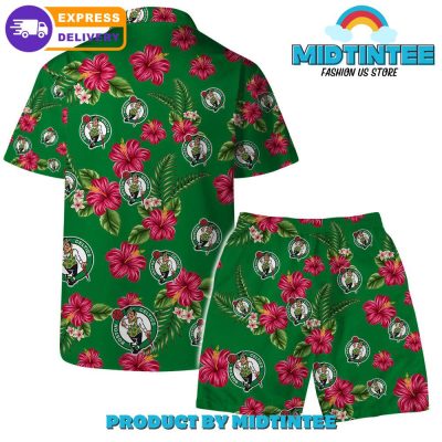 Boston Celtics Team Hawaiian Set Floral Pattern