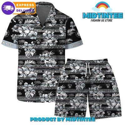 Brooklyn Nets Team Pattern Vintage Combo Hawaiian Set