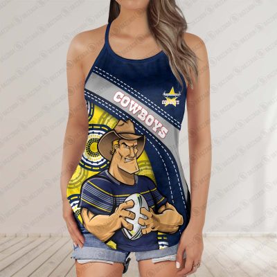North Queensland Cowboys 2025 Women's Criss Cross Tanktop – Bold & Sporty