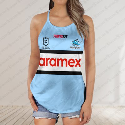 Cronulla-Sutherland Sharks jersey Women's Criss Cross Tanktop ? Bold & Sporty