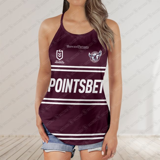 Manly Warringah Sea Eagles jersey Women's Criss Cross Tanktop – Bold & Sporty