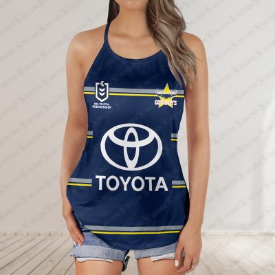 North Queensland Cowboys jersey Women's Criss Cross Tanktop ? Bold & Sporty
