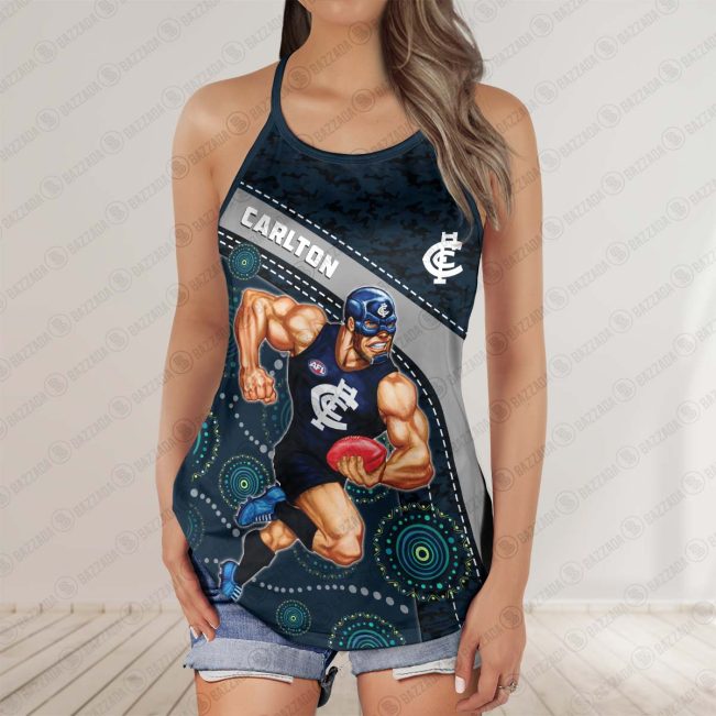 Carlton Blue Women's Criss Cross Tanktop – Bold & Sporty