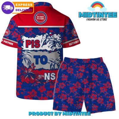 Detroit Pistons Team Pattern Vintage Aloha Combo Hawaiian Set