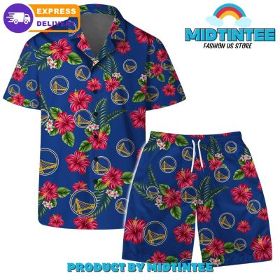 Golden State Warriors Team Hawaiian Set Floral Pattern