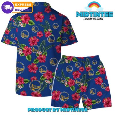 Golden State Warriors Team Hawaiian Set Floral Pattern
