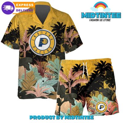 Indiana Pacers Team Pattern Tropical Combo Hawaiian Set