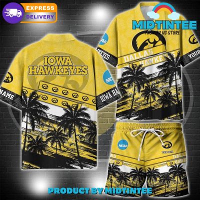 Iowa Hawkeyes NCAA Pattern Personalized Hawaiian Set Iowa Hawkeyes NCAA Pattern Personalized Hawaiian Set