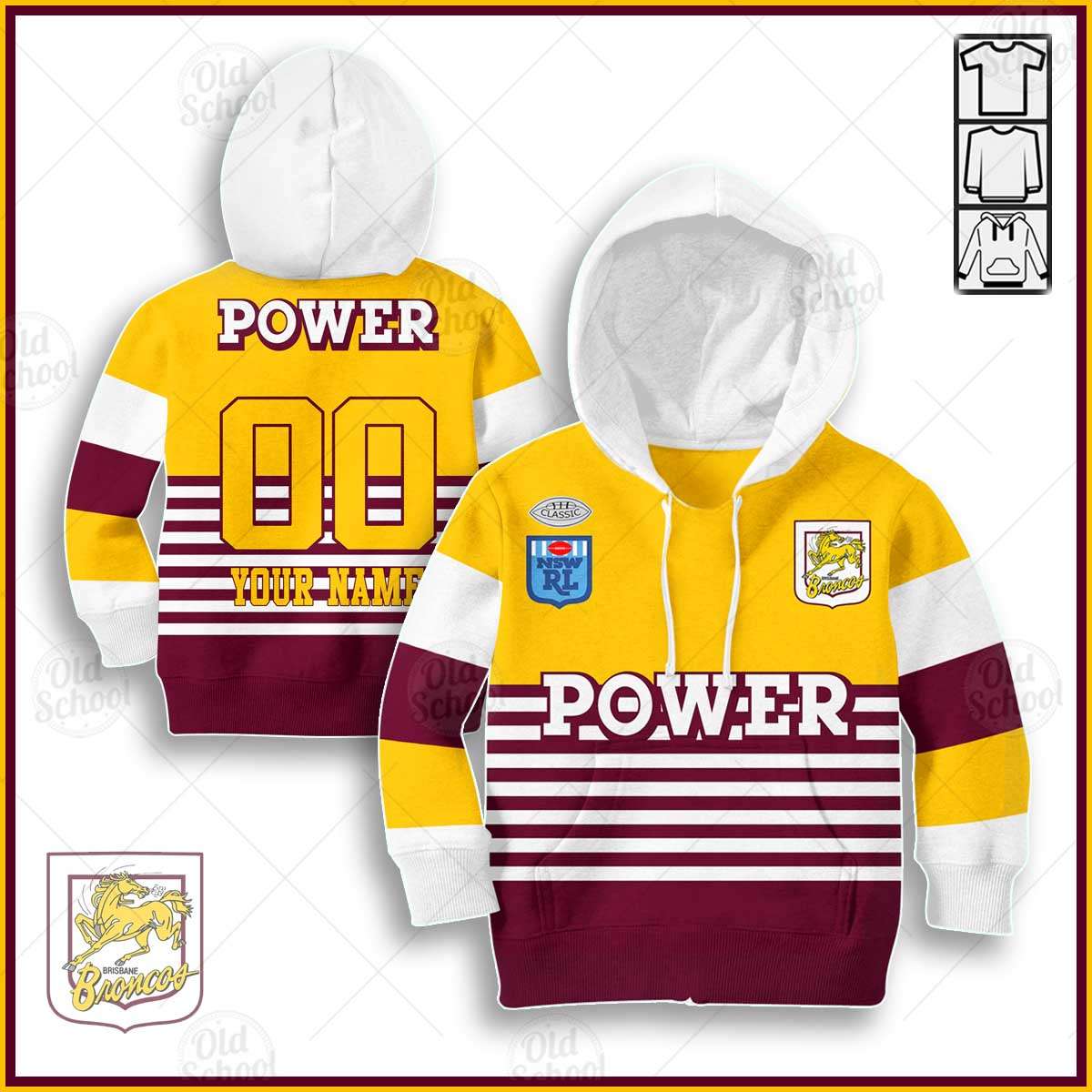 Personalize BRISBANE BRONCOS 1988 ARL/NRL Vintage Retro Heritage Jersey for Kids - OldSchoolThings - Personalize Your Own New & Retro Sports Jerseys, Hoodies, T Shirts