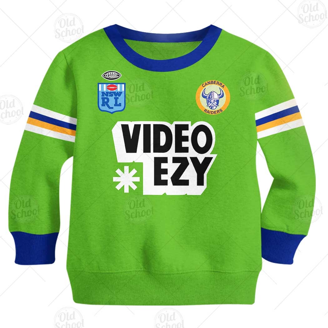 Personalize Canberra Raiders 1990 Video Ezy ARL/NRL Vintage Retro Heritage Jersey for Kids - OldSchoolThings - Personalize Your Own New & Retro Sports Jerseys, Hoodies, T Shirts