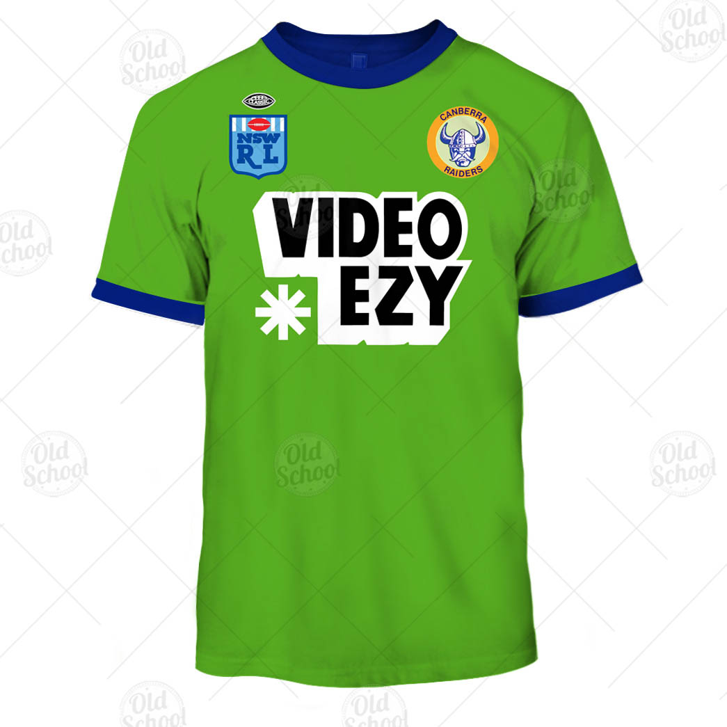 Personalize Canberra Raiders 1990 Video Ezy ARL/NRL Vintage Retro Heritage Jersey for Kids - OldSchoolThings - Personalize Your Own New & Retro Sports Jerseys, Hoodies, T Shirts