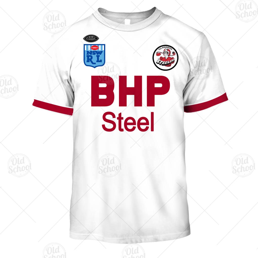 Personalize Illawarra Steelers 1987 ARL/NRL Vintage Retro White Away Jersey for Kids - OldSchoolThings - Personalize Your Own New & Retro Sports Jerseys, Hoodies, T Shirts