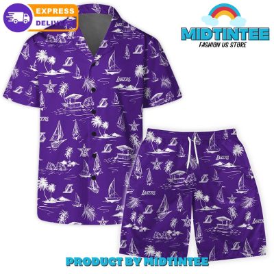 Los Angeles Lakers Team Beach Vibes Pattern Combo Hawaiian Set