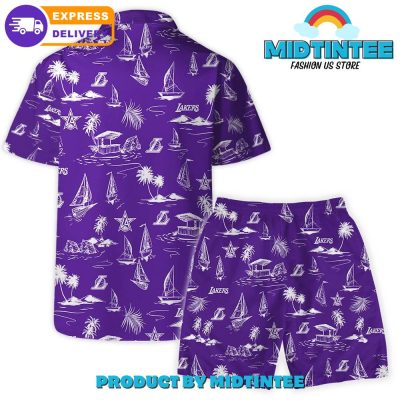 Los Angeles Lakers Team Beach Vibes Pattern Combo Hawaiian Set