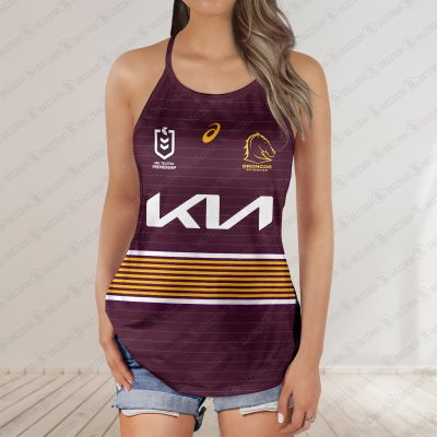 Brisbane Broncos jersey Women's Criss Cross Tanktop ? Bold & Sporty Brisbane Broncos jersey Women's Criss Cross Tanktop ? Bold & Sporty