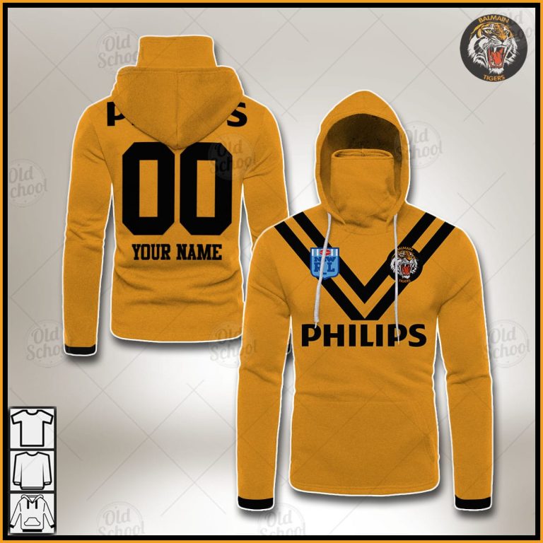 Personalised Balmain Tigers 1989 ARL/NRL Vintage Retro Heritage Jersey Mask Hoodie - OldSchoolThings - Personalize Your Own New & Retro Sports Jerseys, Hoodies, T Shirts