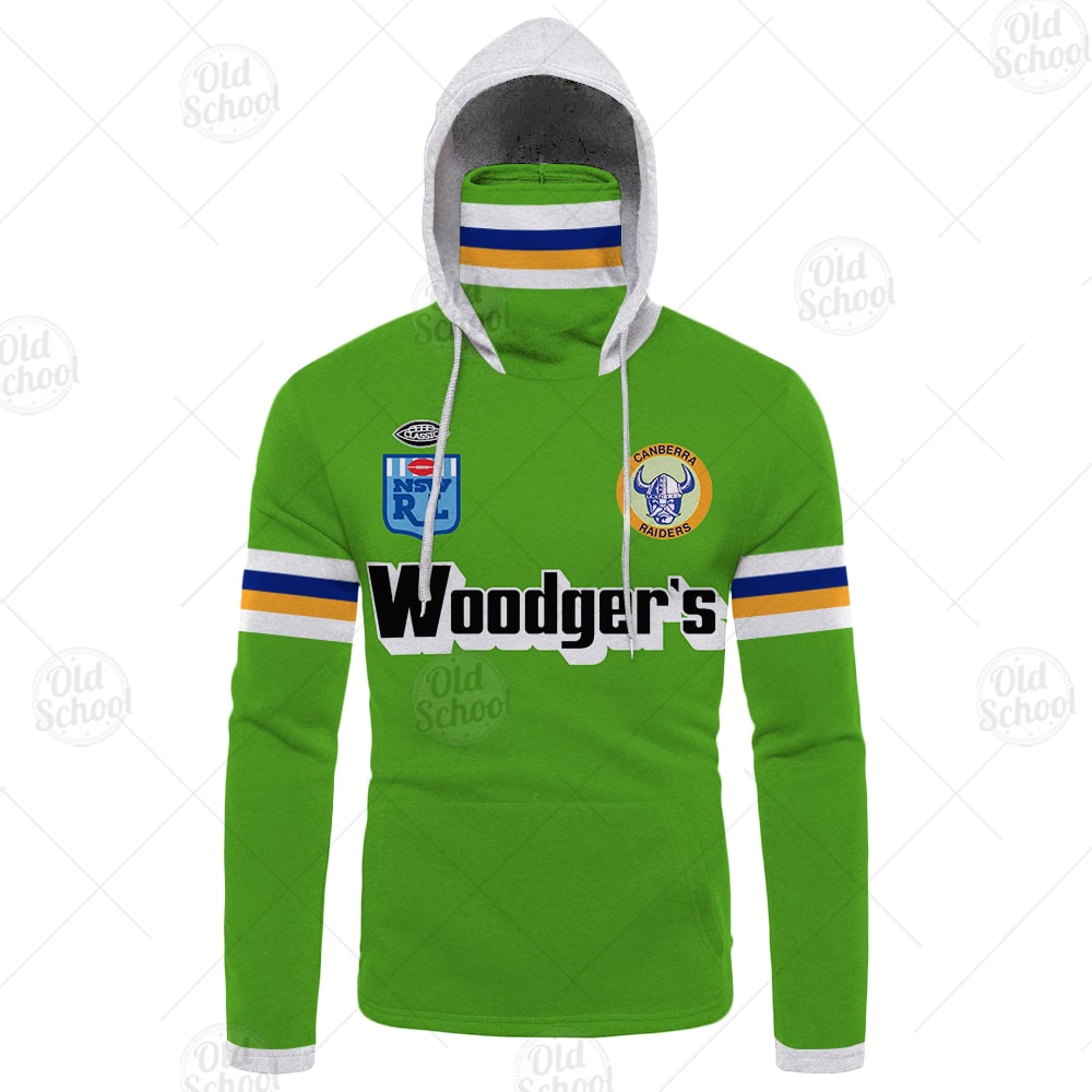 Personalised Canberra Raiders 1989 WOODGERS ARL/NRL Vintage Retro Heritage Jersey Mask Hoodie - OldSchoolThings - Personalize Your Own New & Retro Sports Jerseys, Hoodies, T Shirts
