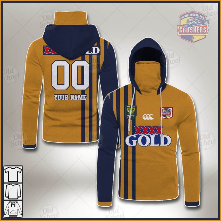 Personalised South Queensland Crushers 1995 Retro Rugby League Mask Hoodie - OldSchoolThings - Personalize Your Own New & Retro Sports Jerseys, Hoodies, T Shirts